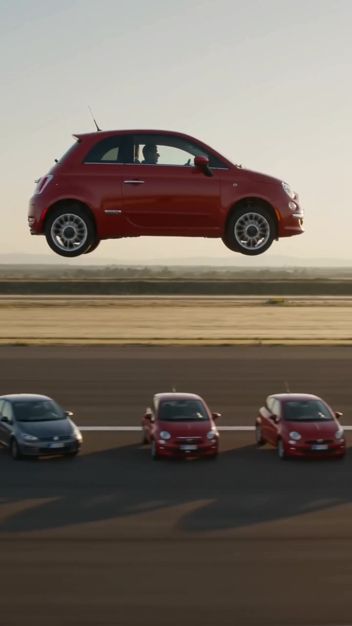 Ramp jump over cars AI video (HD sample)